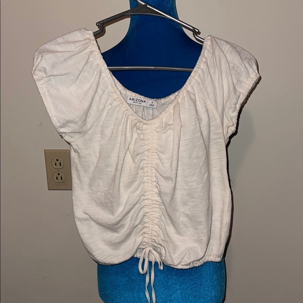 Arizona Jean Company Cream/White Ruched Blouse